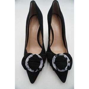 Ann Taylor Women's Size 7M Gracie BlackSuede Tortoise Buckle Pointed Toe Pumps